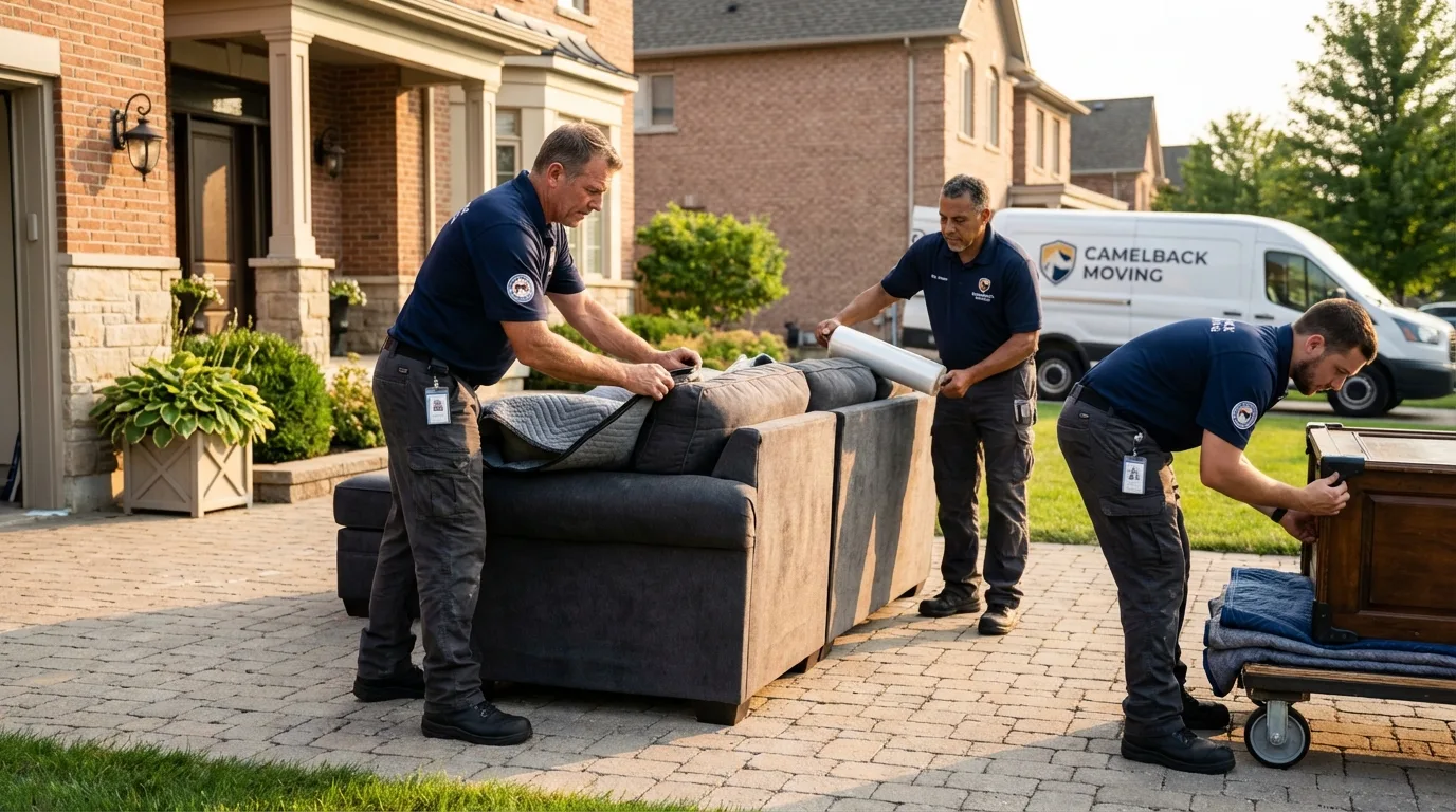 Large estate moving crew wrapping furniture in Fairfield, TX
